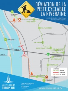 riveraine cyclable piste pistes cyclables entraves ouvertes chantier rappel champlain voie digue pont detour